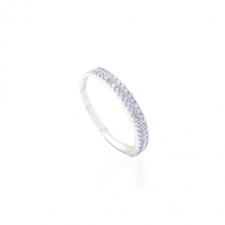 Sortija Oro Blanco 18K Circonitas Azules