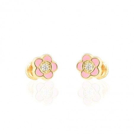 Pendientes Oro 18K Flor