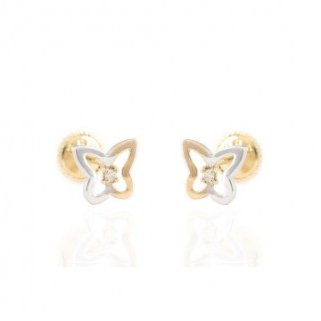 Pendientes Oro 18K Mariposa Diamantes