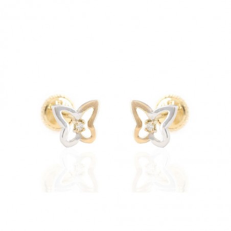 Pendientes Oro 18K Mariposa Diamantes