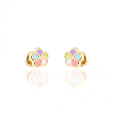 Pendientes Oro 18K Flor