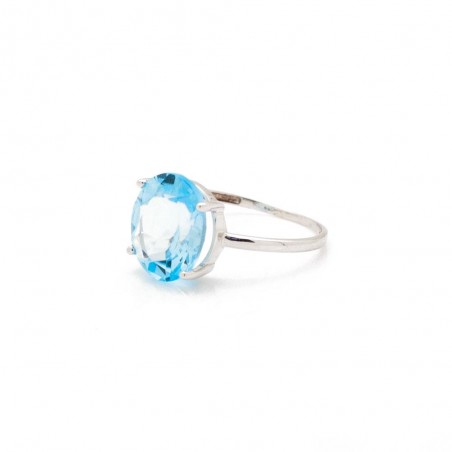 Sortija Oro Blanco 18K Topacio Azul