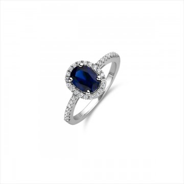 Anillo de Plata Naiomy Rosetón Azul