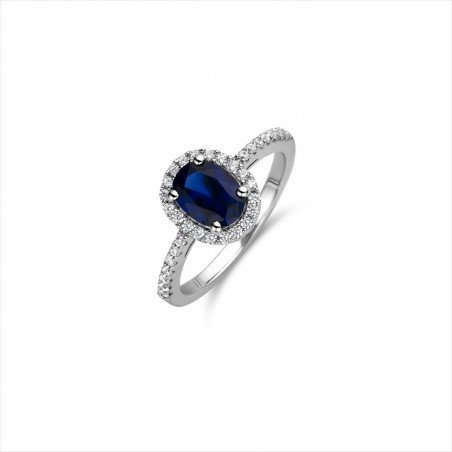 Anillo de Plata Naiomy Rosetón Azul