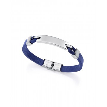 Pulsera de hombre de acero y piel azul