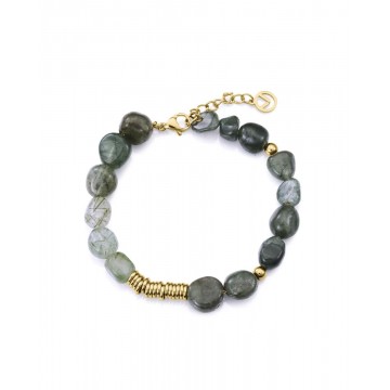 Pulsera de mujer de acero dorado y piedras naturales