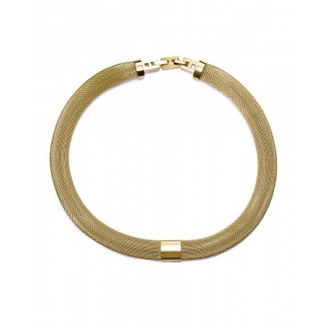 Collar de mujer de acero Ip dorado mesh tubular