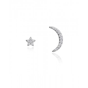 Pendientes de Plata Viceroy Asimétricos Luna y Estrella