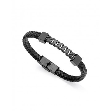 Pulsera Viceroy Beat de acero Ip negra con piel negra